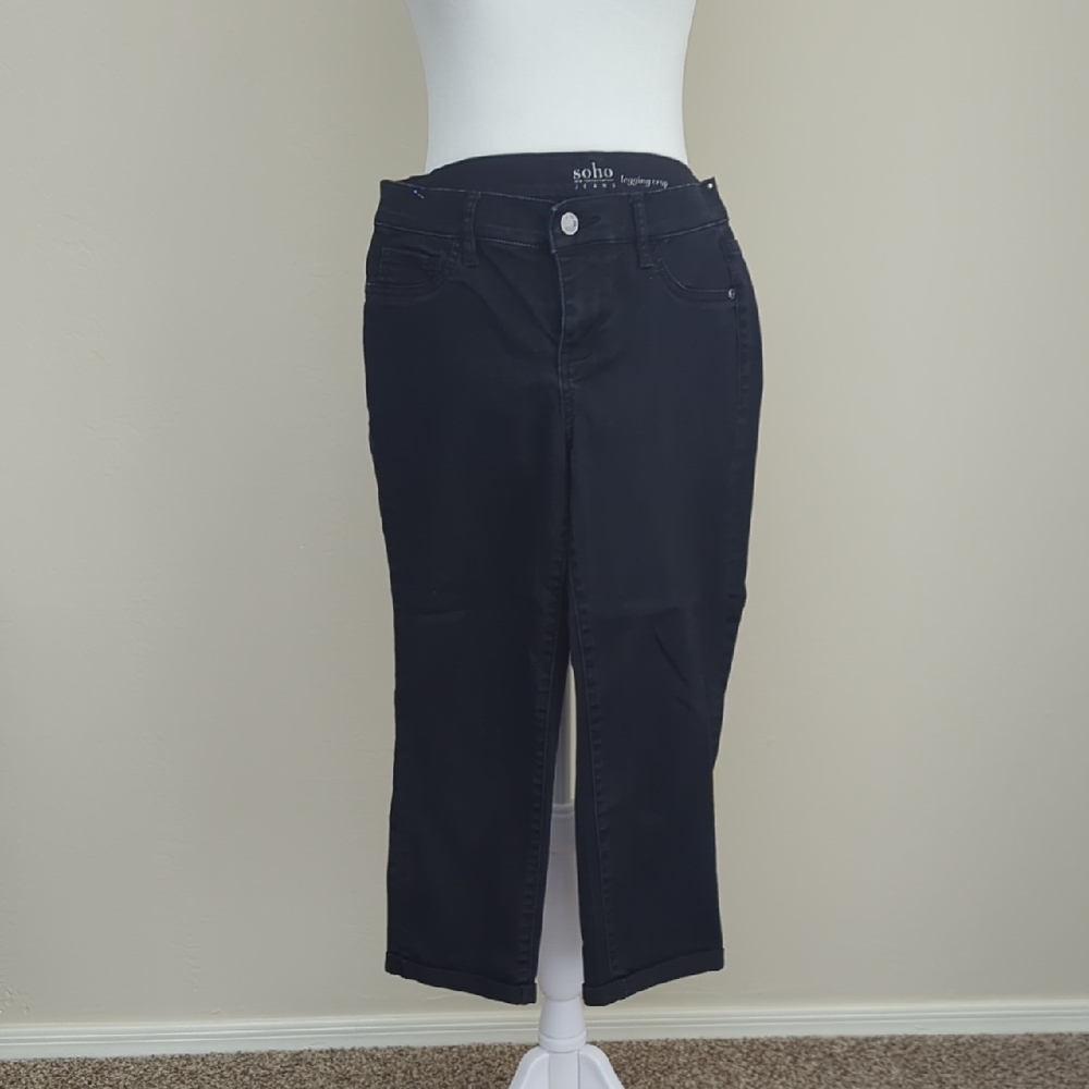 New York And Company Women's Black Cropped Stretch Jeans, 4